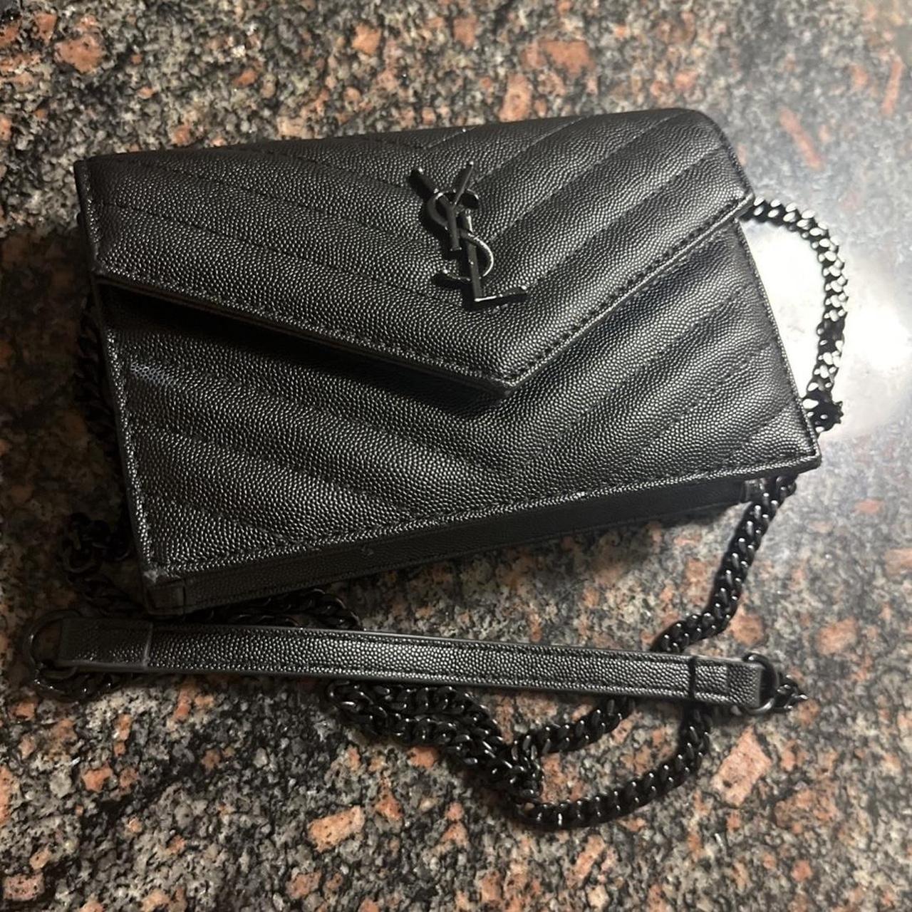 Black YSL crossbody bag with chain strap #YSL | Depop