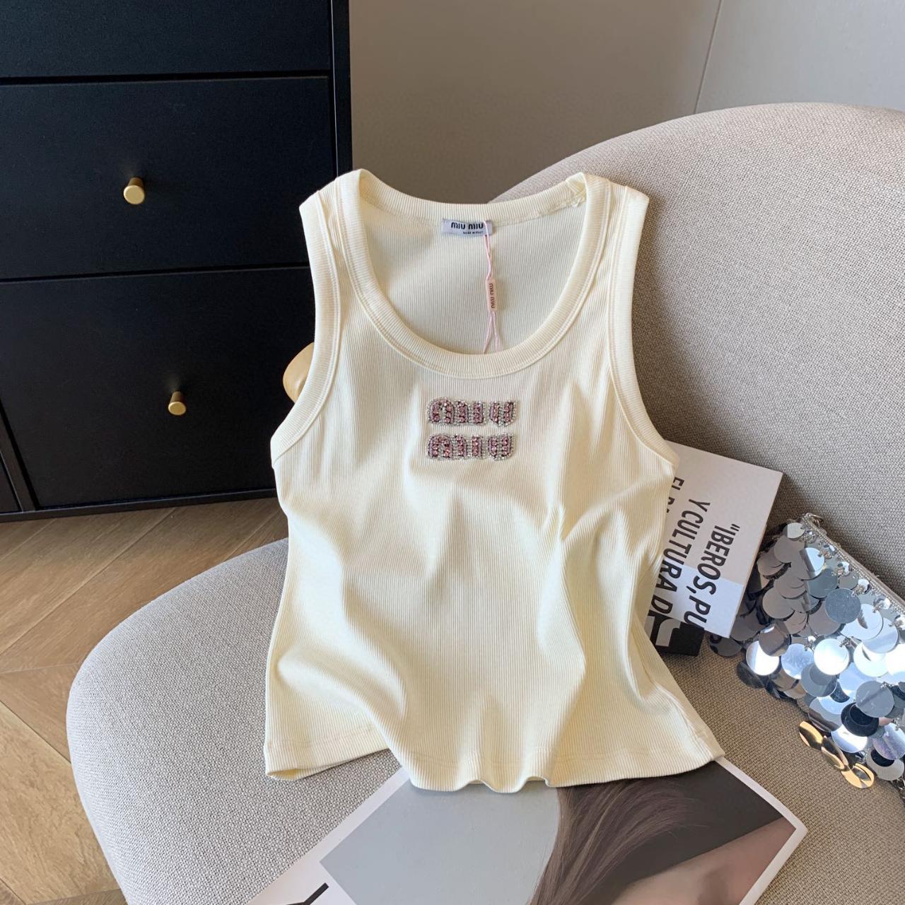 Miu miu Cream Tank Top -Color:Cream -Perfect,Brand... - Depop