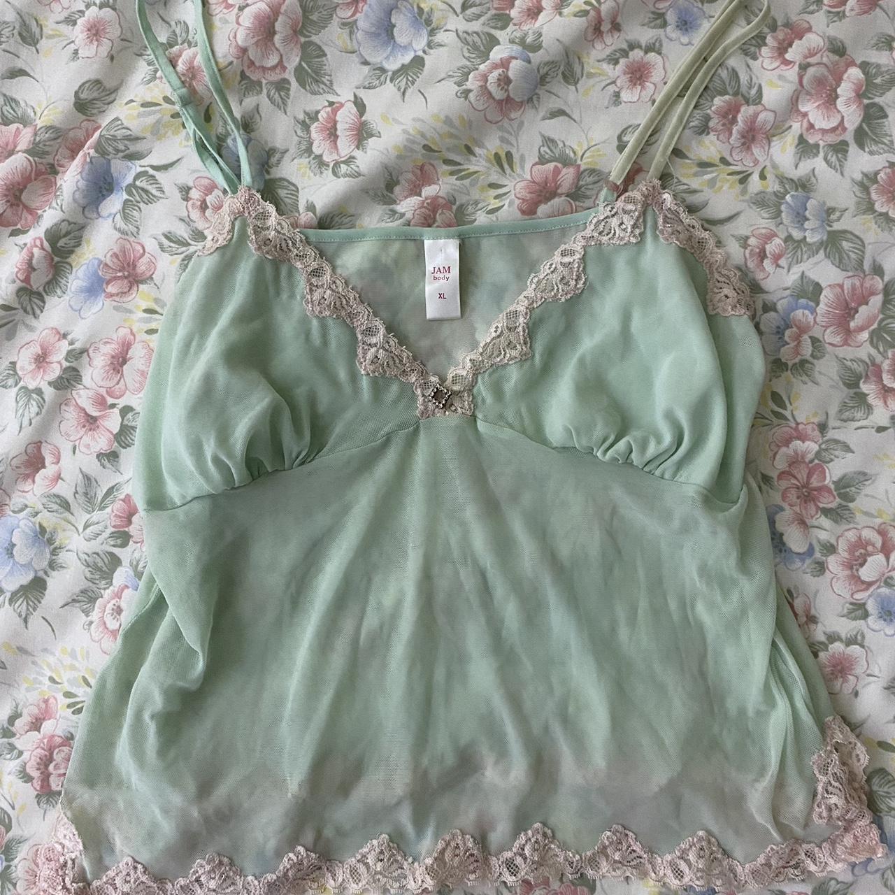 the cutest baby blue sheer cami! the charm on the... - Depop