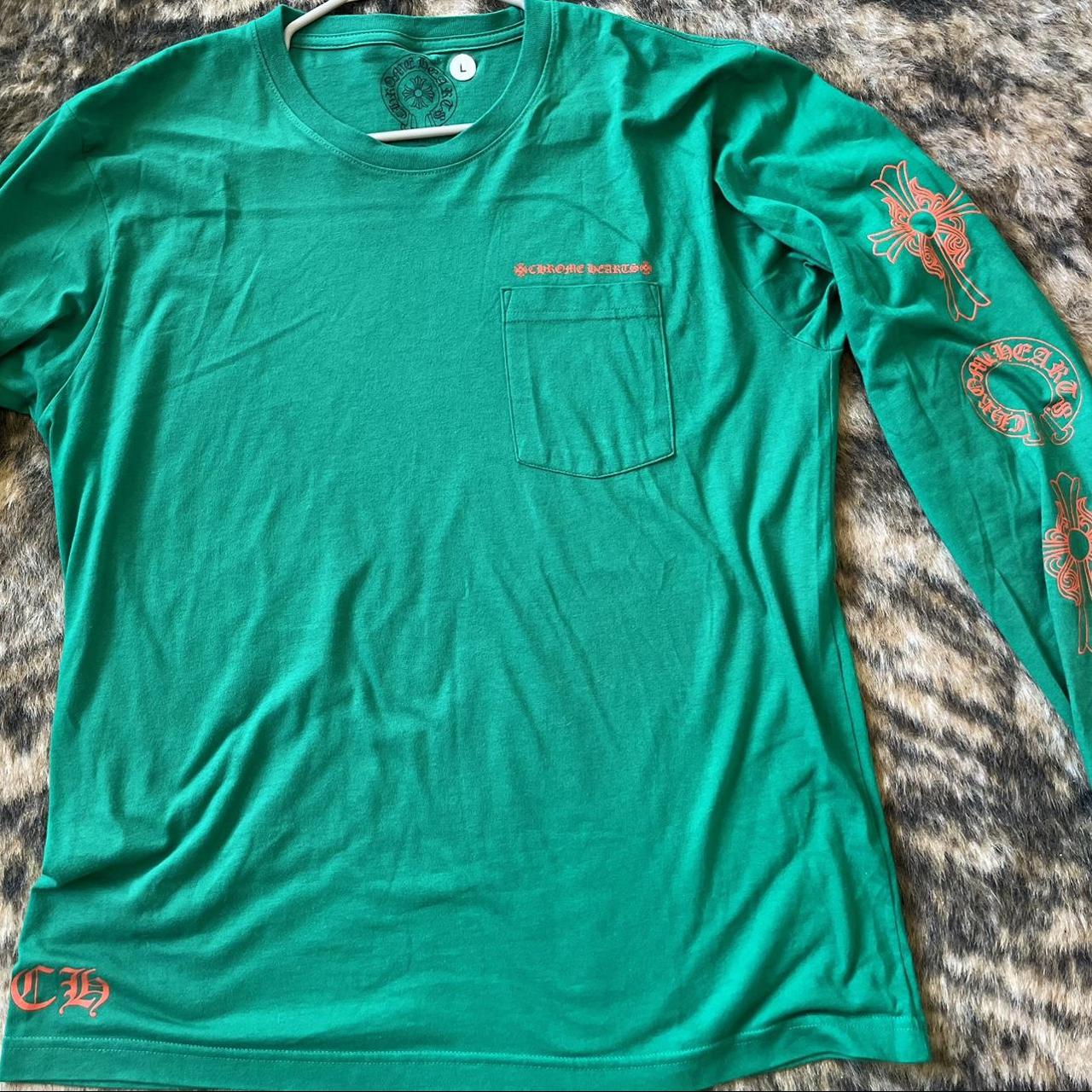 再入荷【CHROME HEARTS】ホースシュー L/S Tシャツ Green/Orange chrome hearts green/orange horseshoe long | Depop