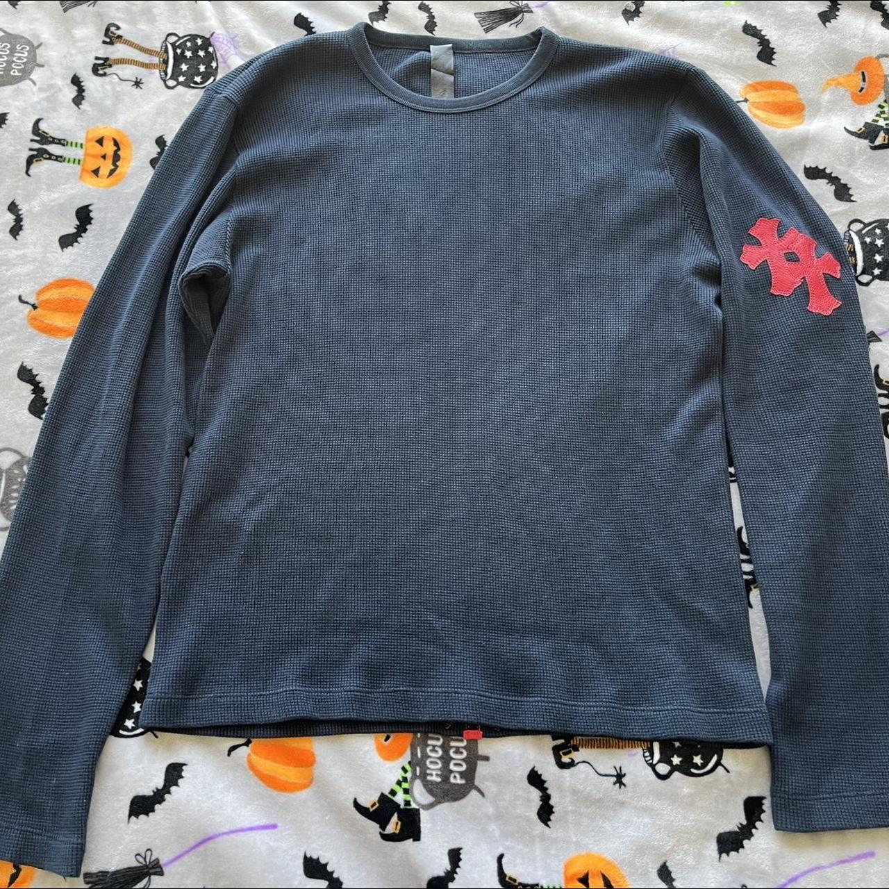 navy blue chrome hearts thermal under shirt with red | Depop