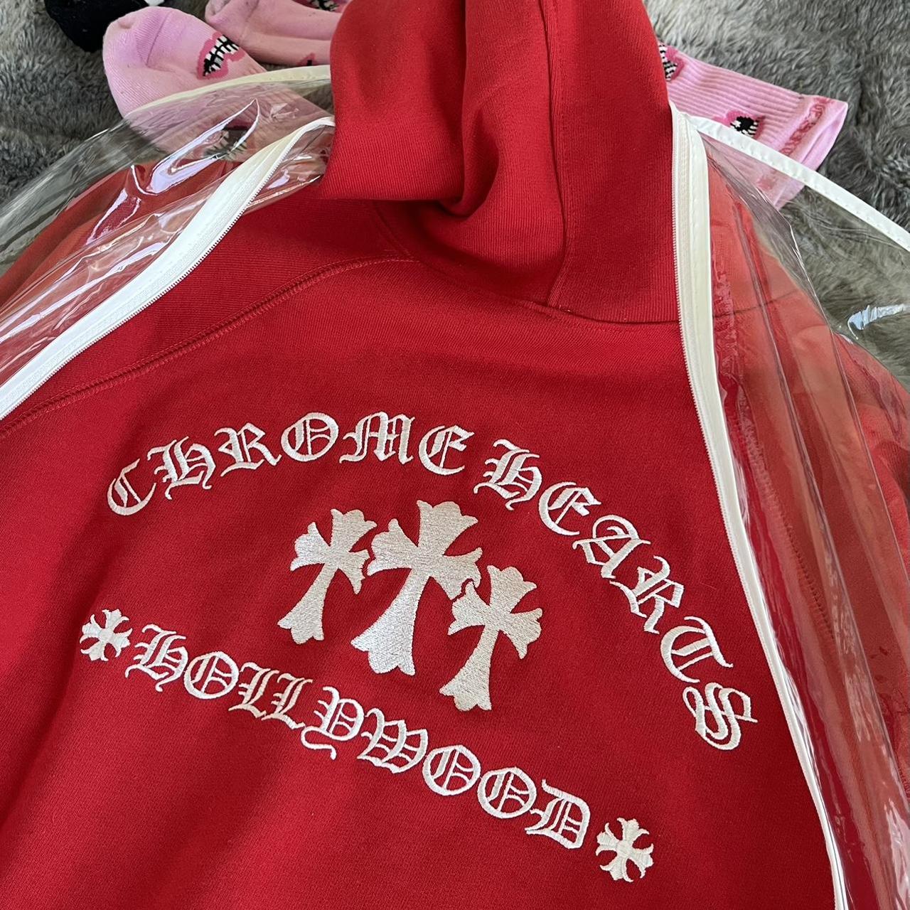 Red chrome selling hearts hoodie (XL)