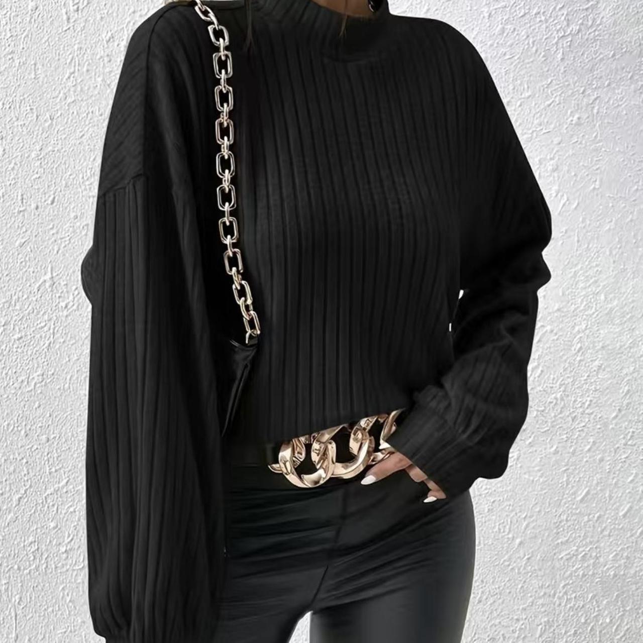 Black Sweater Ribbed knit long sleeve Brand New with... - Depop