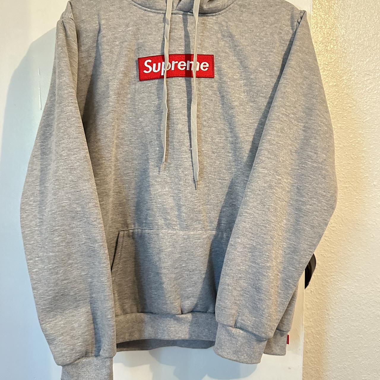 XL gray pre shrunk supreme hoodie. Fits like a M L