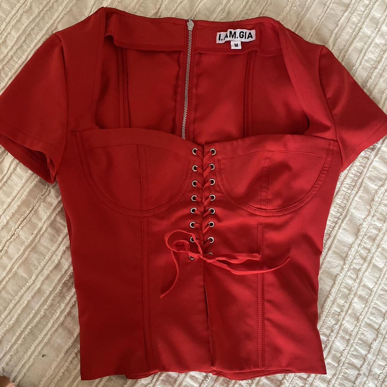 I.AM.GIA Women's Red Top | Depop