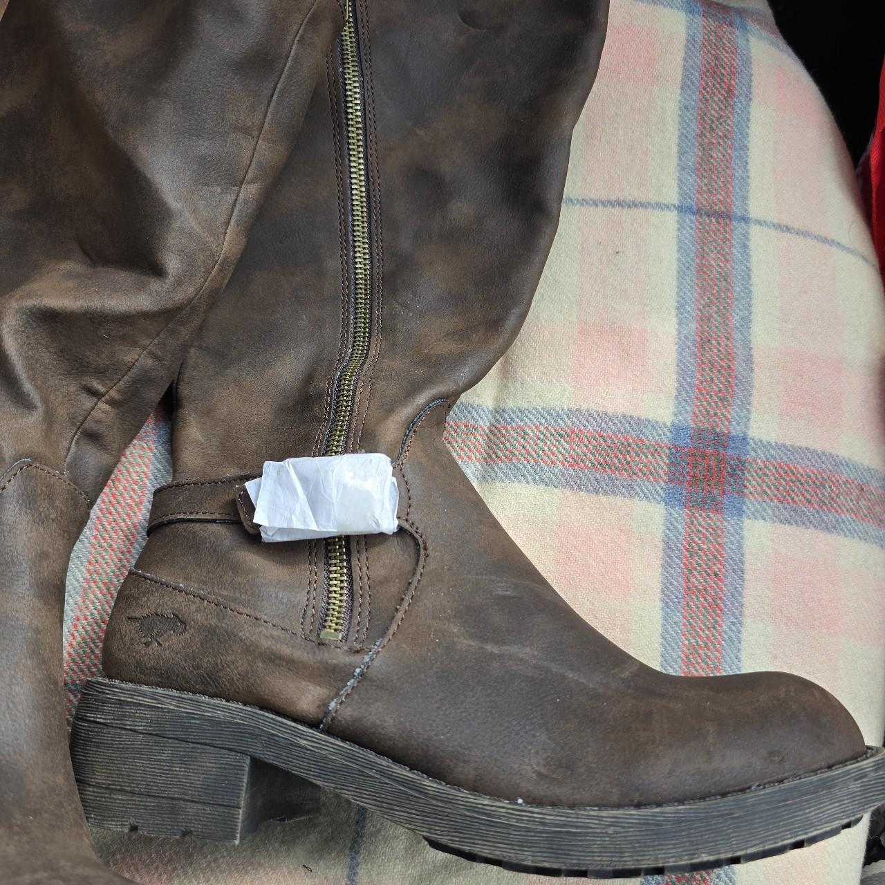 Size 4 rocket dog boots, leather, brown, zip... Depop