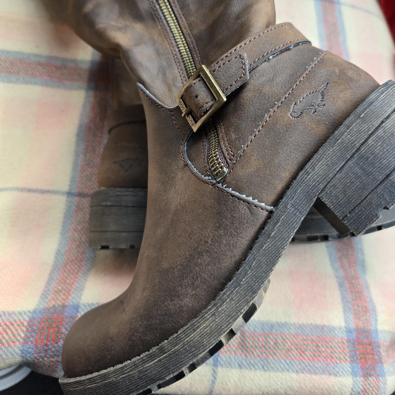 Size 4 rocket dog boots, leather, brown, zip... Depop