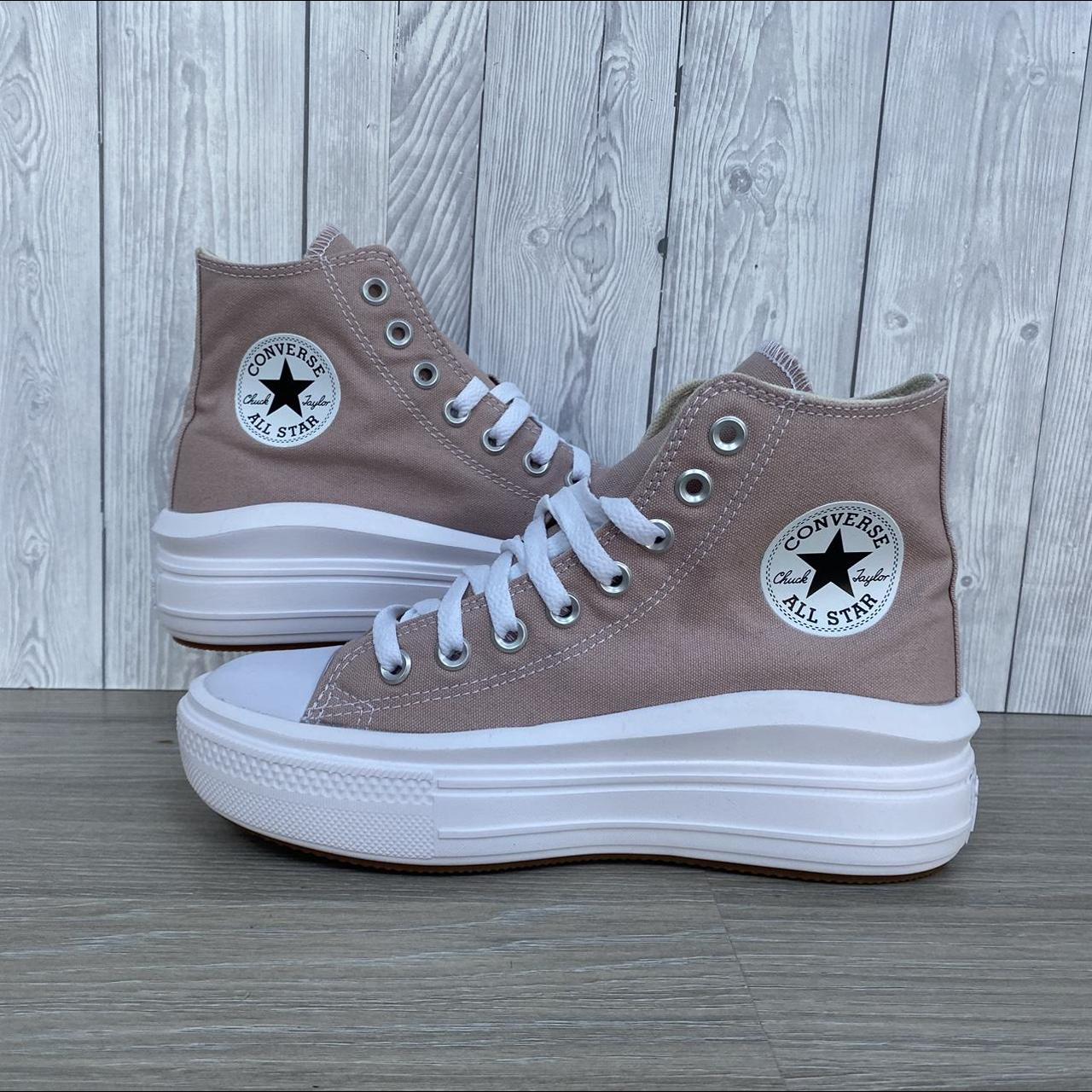 Converse Women's Pink and White Trainers | Depop