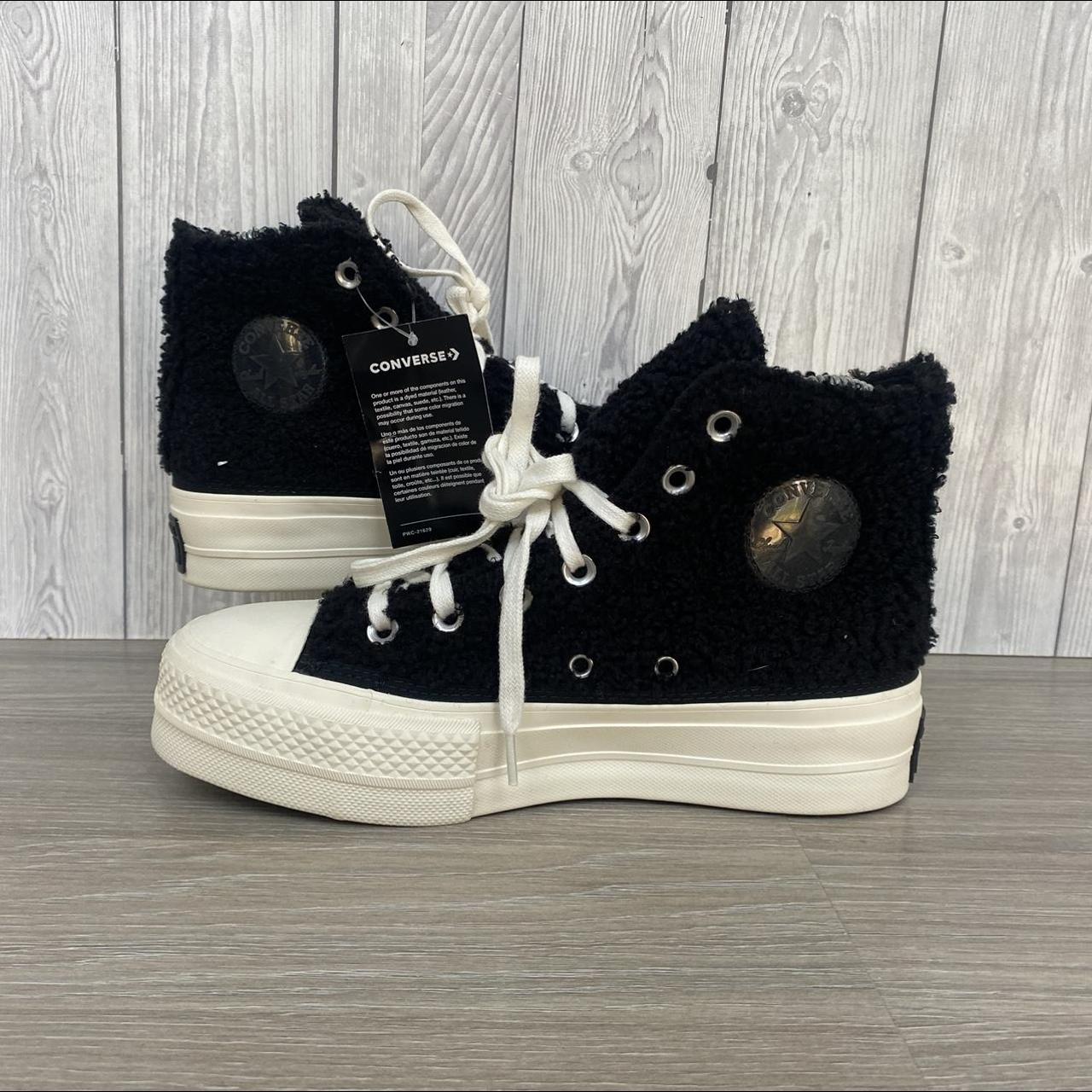 Converse High Tops UK Size 3.5 A black fluffy fur... Depop
