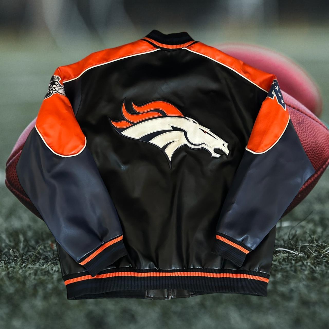 Men's NFL Denver Broncos Faux Leather Jacket - Depop