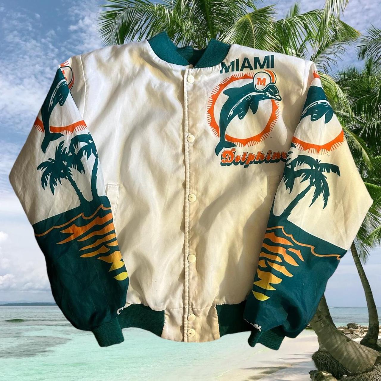 vintage chalk line miami dolphins varsity jacket. - Depop