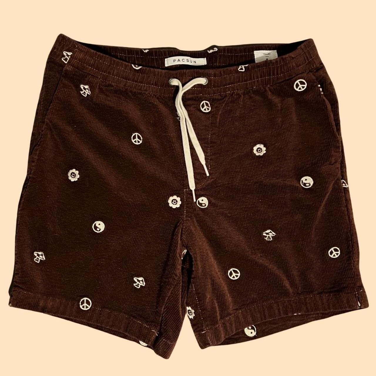 Pacsun Peace Sign Brown Corduroy Shorts - Medium - - Depop