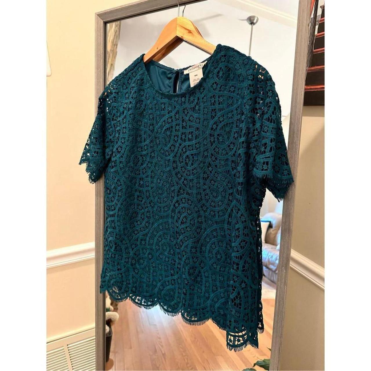 Philosophy XXL Teal Lace Lined Top fashion