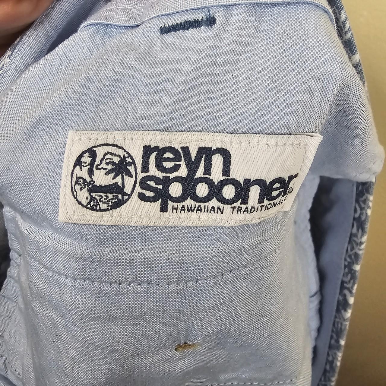 Vintage Reyn Spooner Men's Medium Blue 50th - Depop