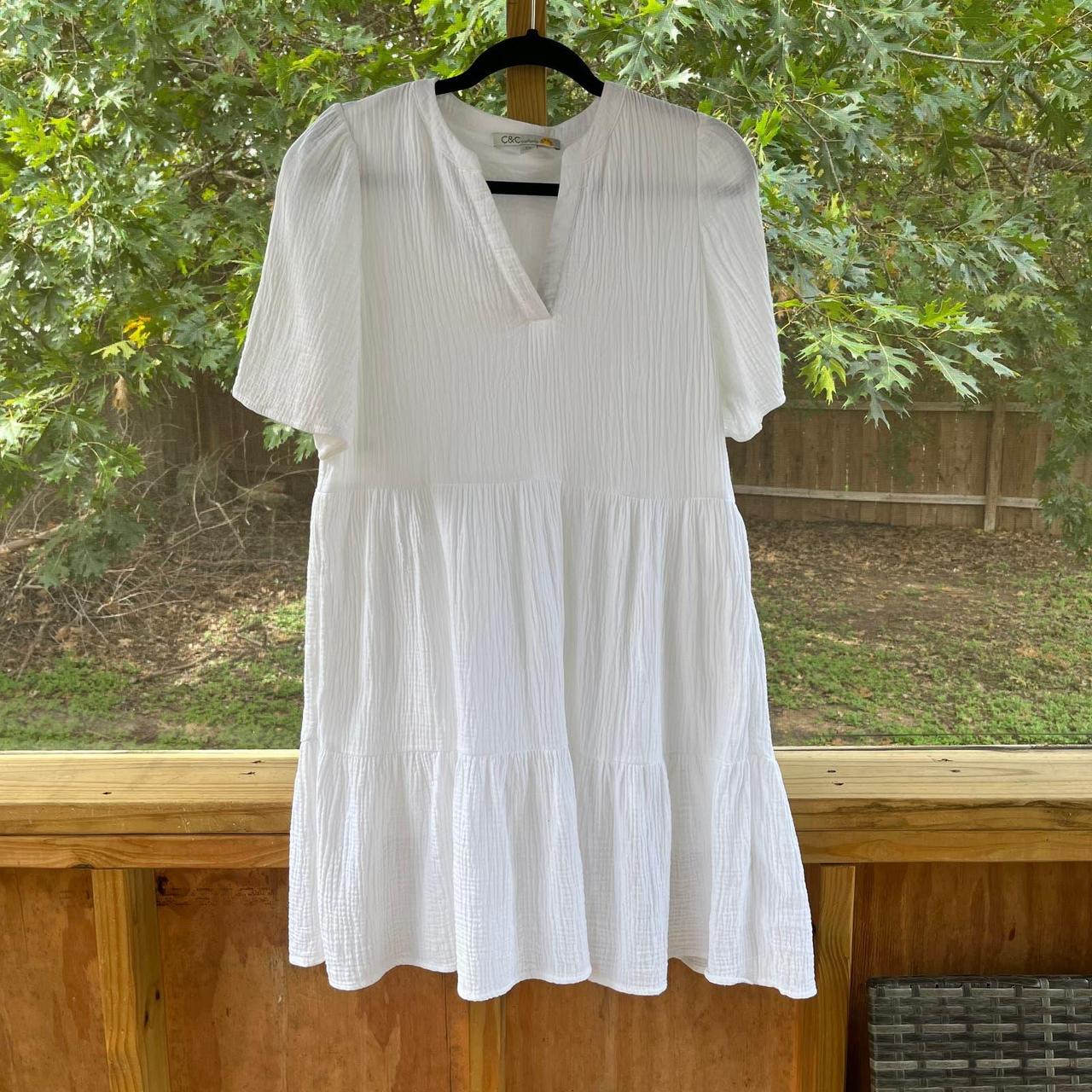 C C California White Gauzy Boho Mini Dress Size Depop