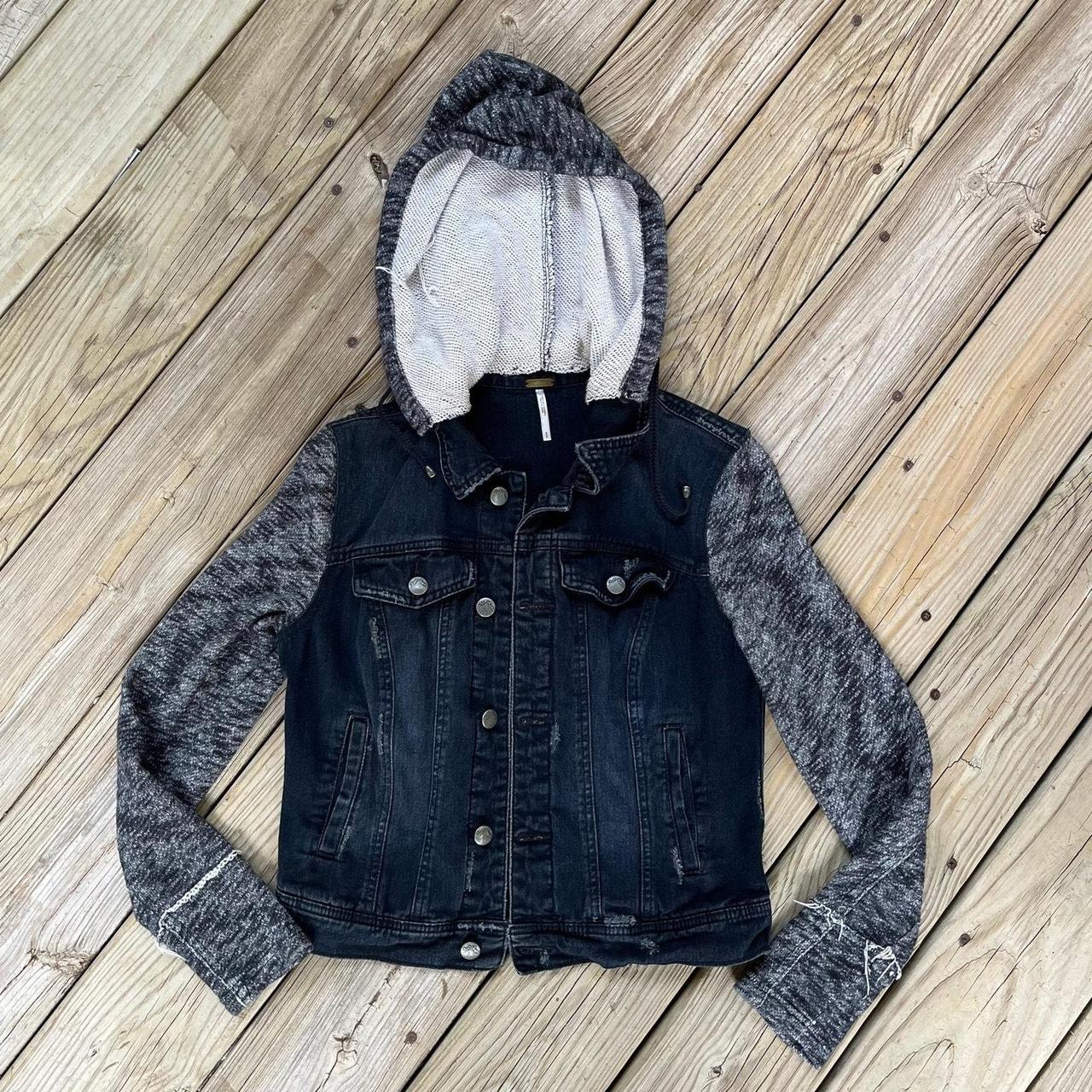 Free People distressed hooded denim jacket buy