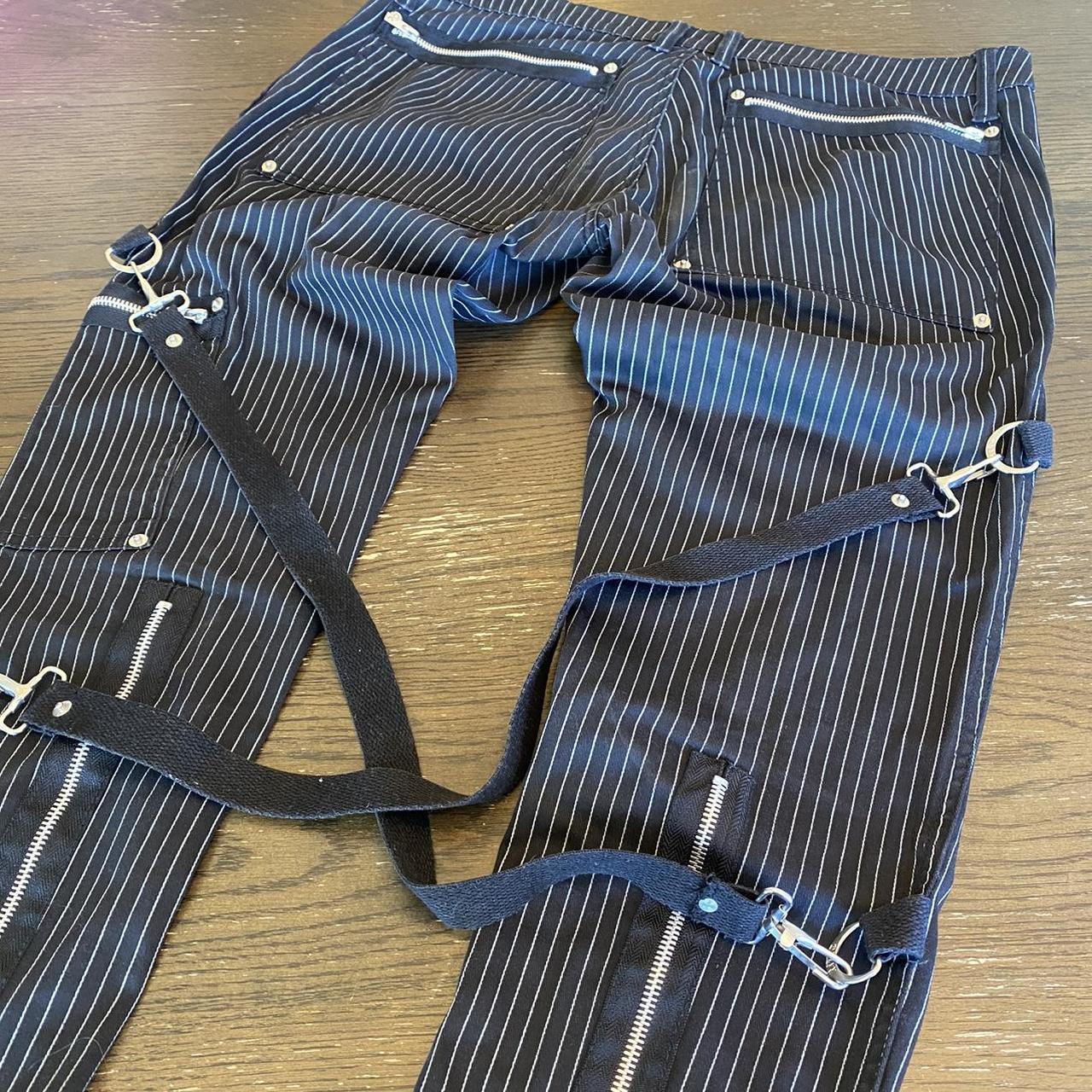 Tripp NYC pants Black and white Pinstripes Leg... - Depop