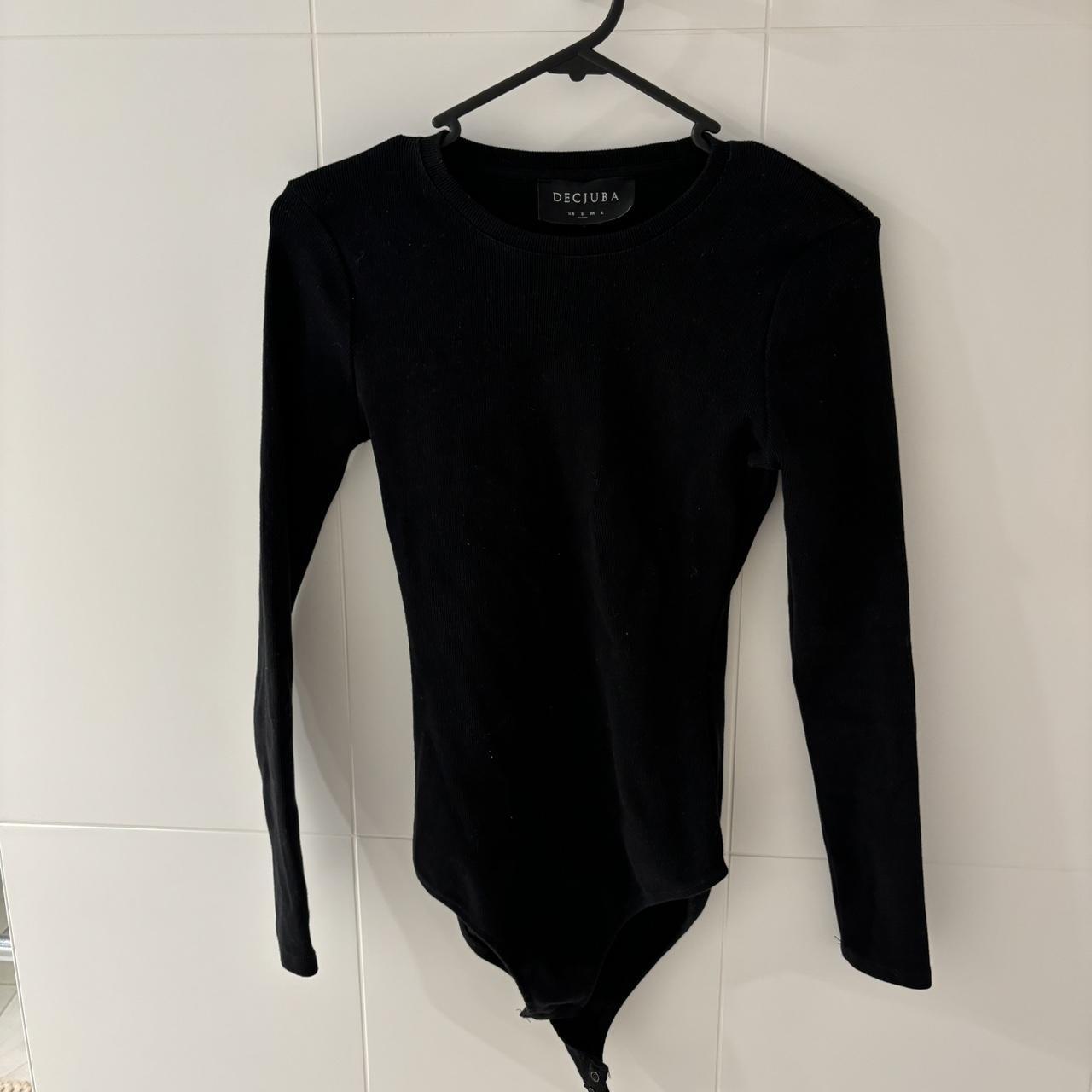 Decjuba black long sleeve bodysuit • size s •... - Depop