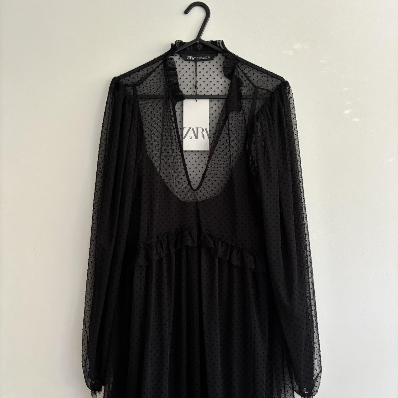 Zara black polka dot mesh dress Brand new Depop
