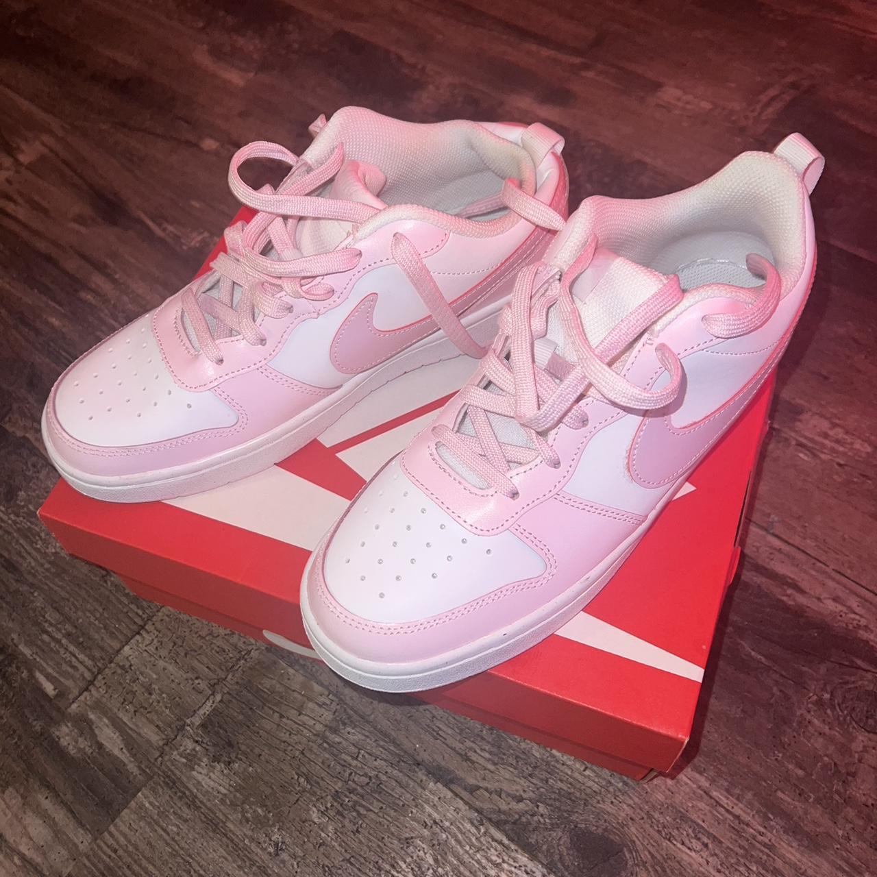 Nike Pink and White Trainers Depop