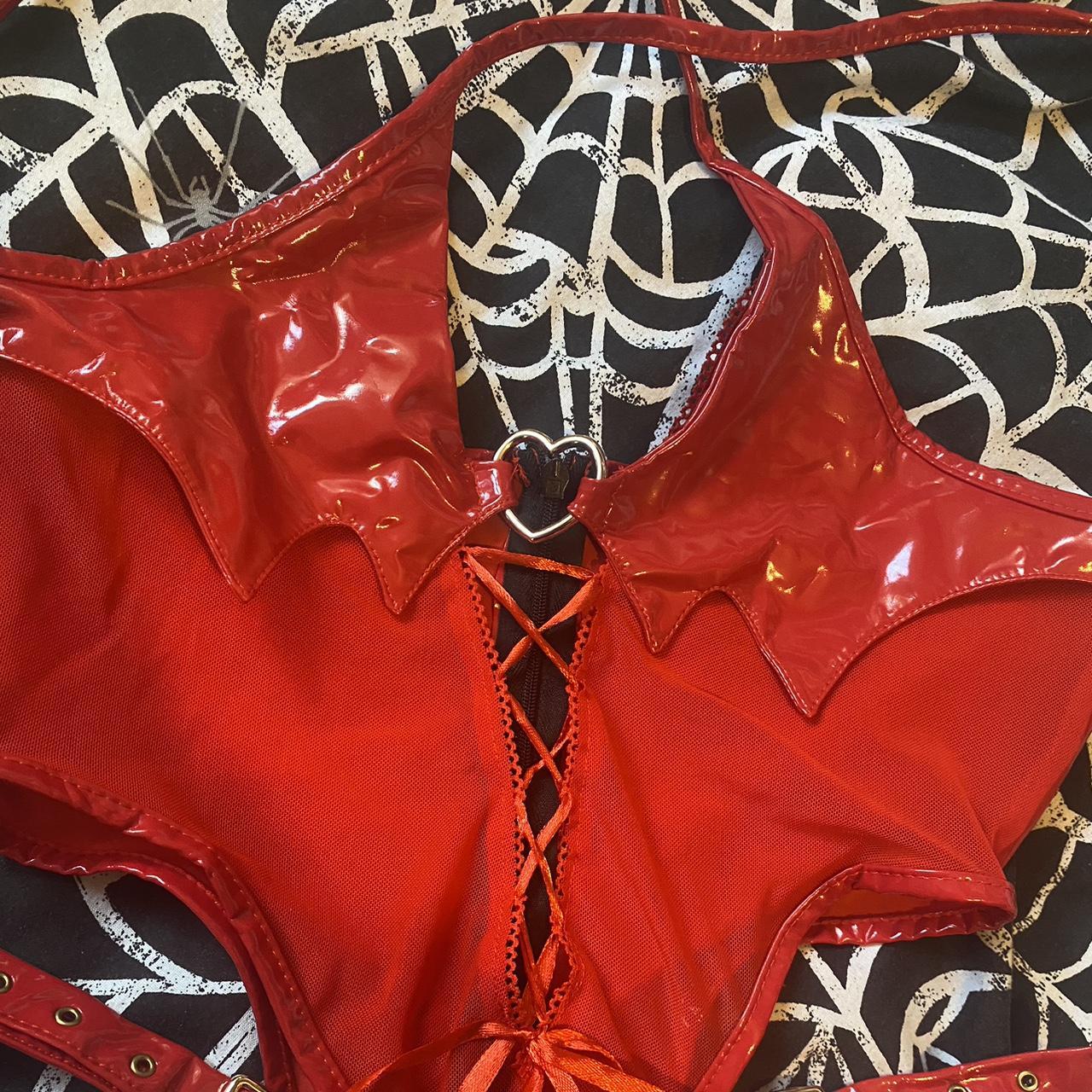 MoeFlavor Succubus Mesh and PVC one piece. Worn once... - Depop