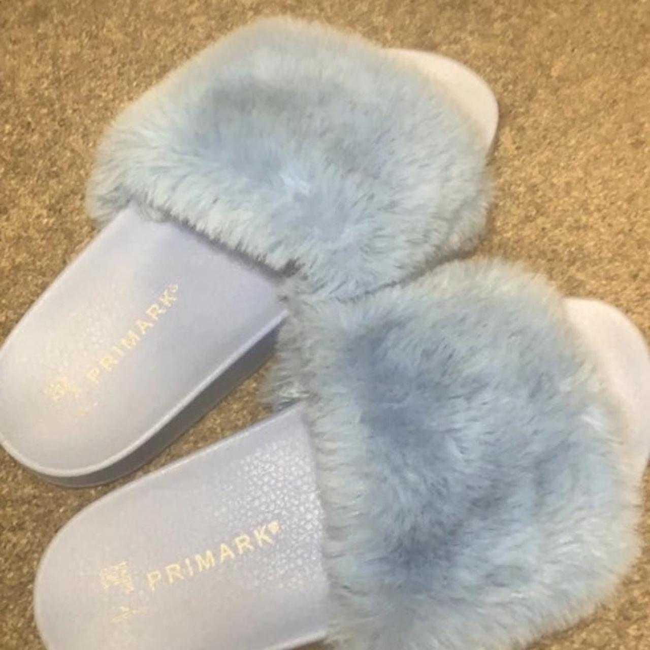 Grey fluffy sliders primark hot sale