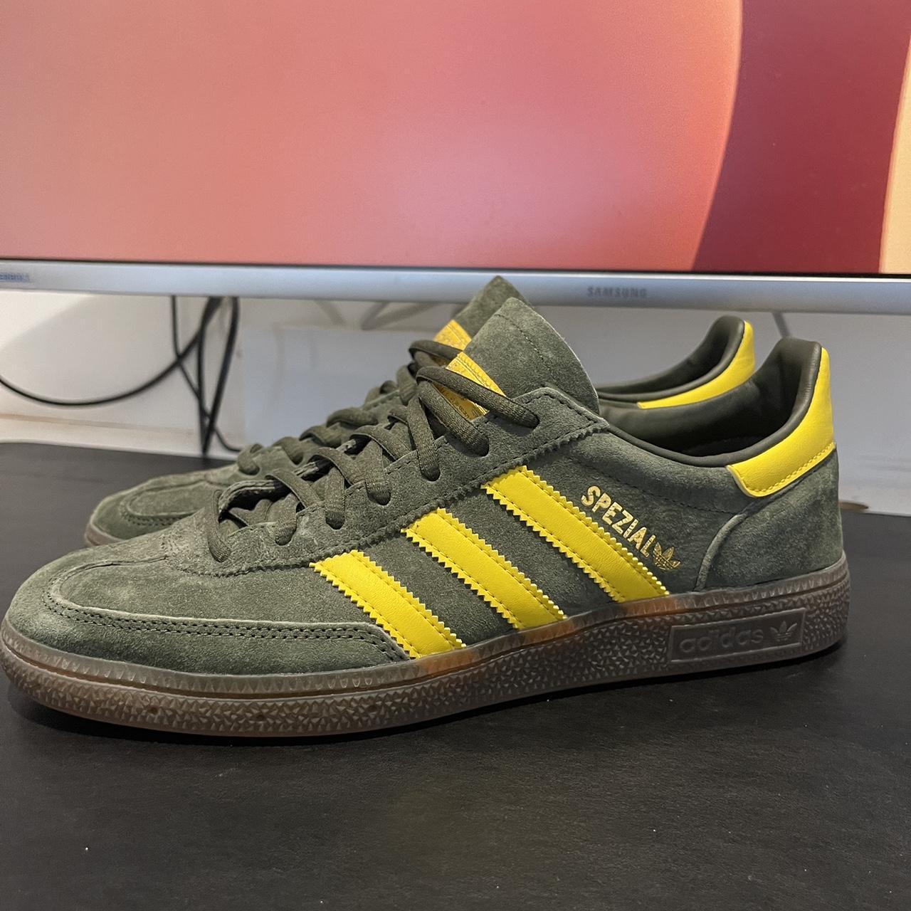 Adidas Originals Men's Khaki and Yellow Trainers | Depop