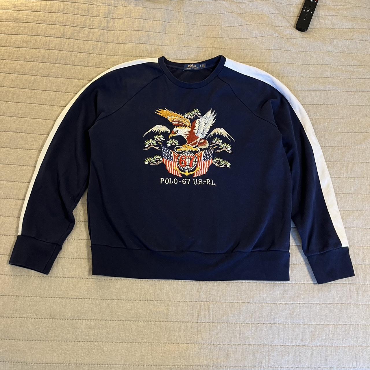 RARE POLO RALPH LAUREN EAGLE EMBROIDERED SWEAT outlet SHIRT Navy XL TALL