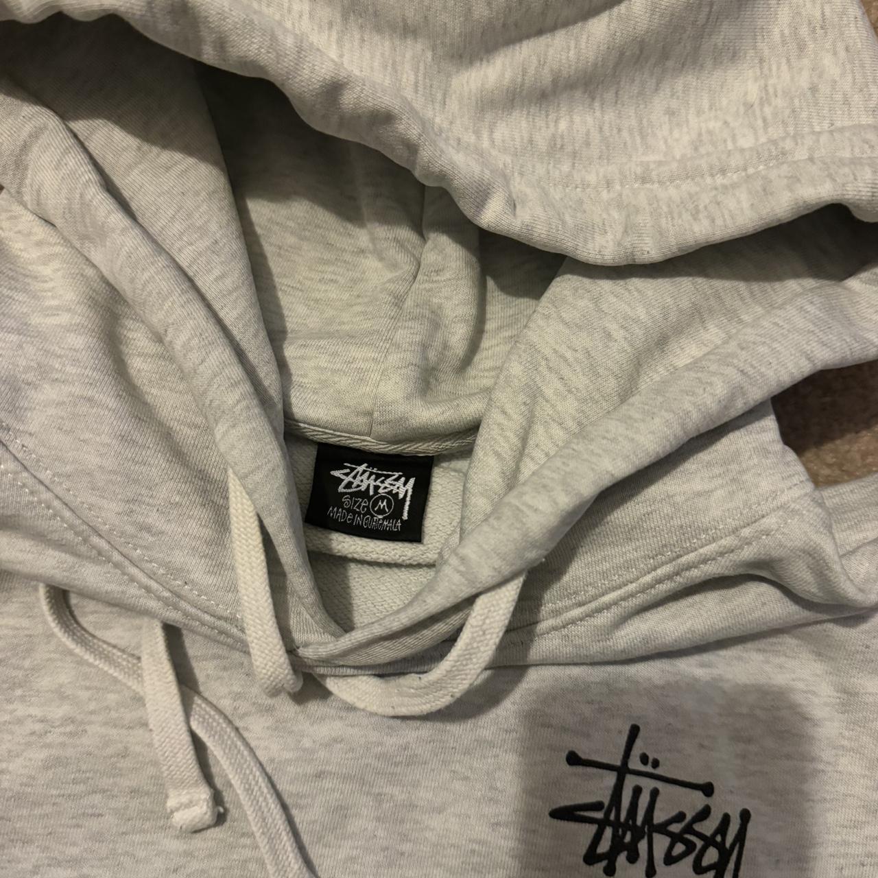 stussy hoodie grey men’s stussy hoodie size... - Depop