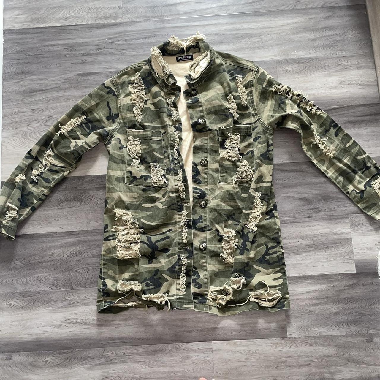 Distressed on sale camo jacket