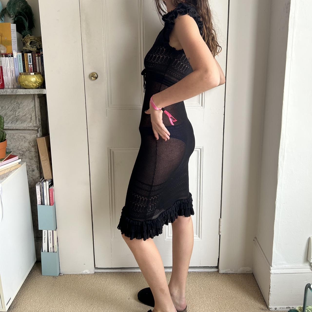 Karen Millen stretchy crochet / knit sheer dress. 2... Depop