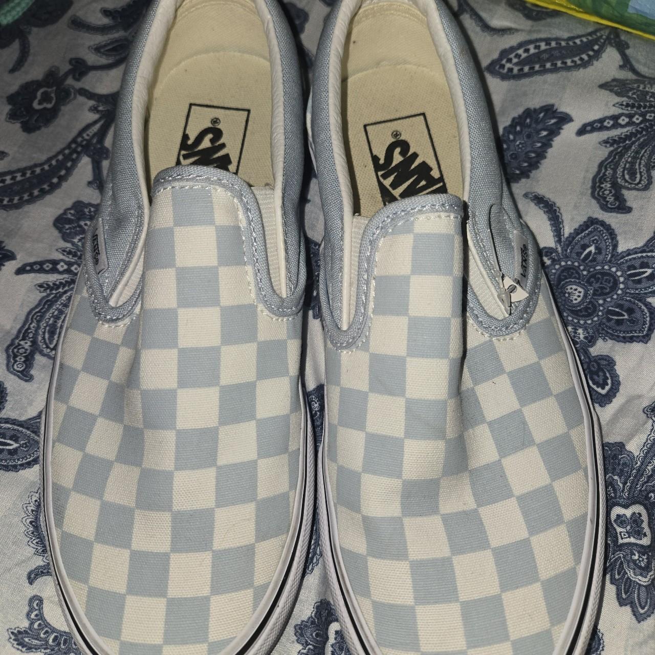 Checkered Baby blue Vans size 6 Depop