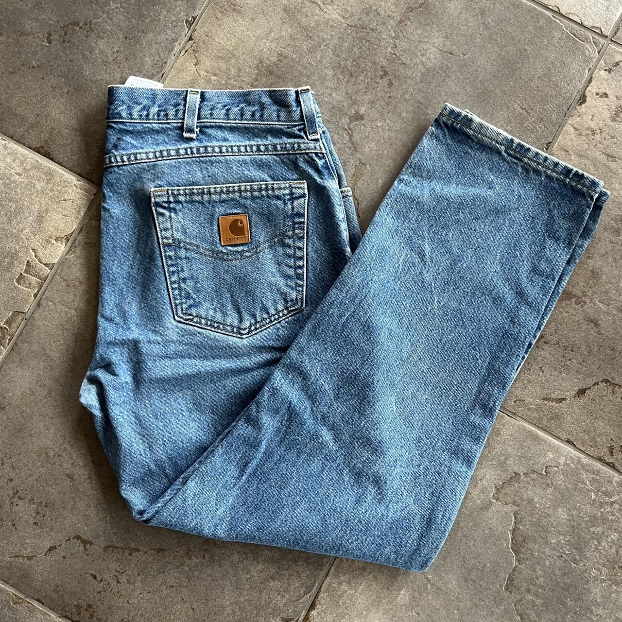 Vtg Carhartt B17-DST 34x30 Relaxed Fit Blue Denim... - Depop