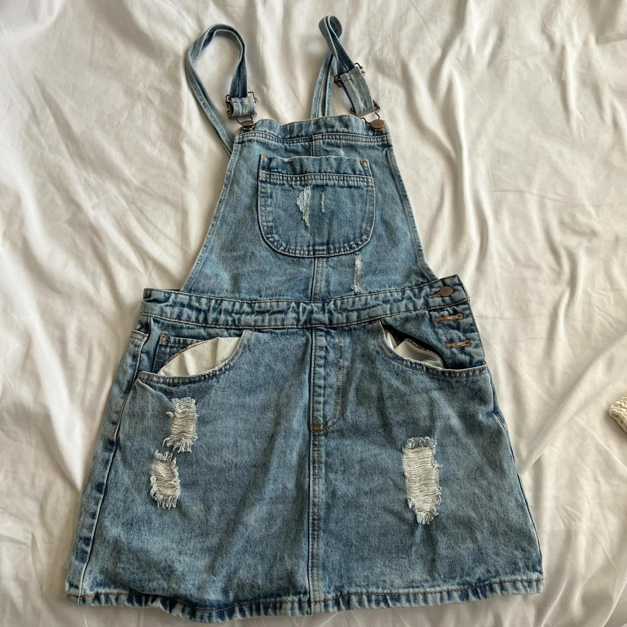 Denim skirt overalls forever 21 hotsell