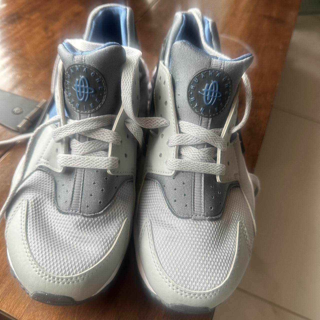 Nike Air Huarache white and blue trainers size 5.5. Depop