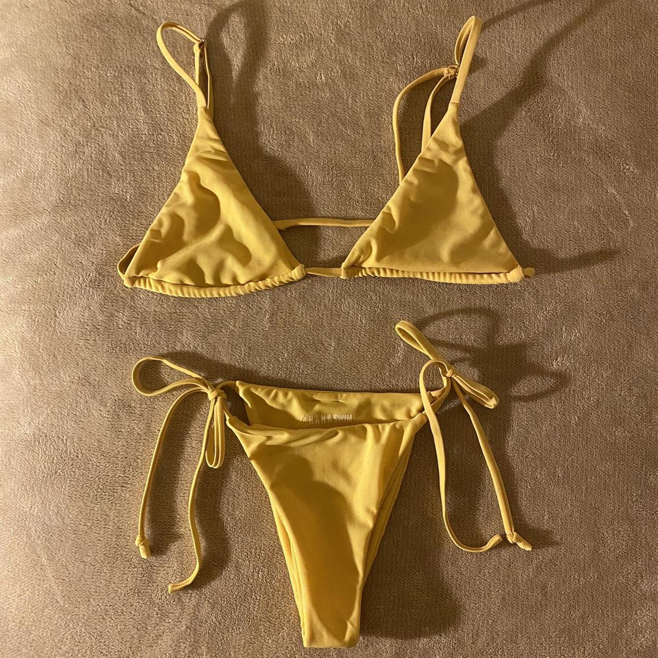 Lahana yellow triangle bikini set ⭐️ Top size L,... - Depop