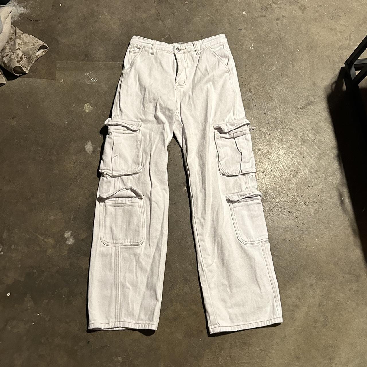 Women's White and Grey Jeans | Depop