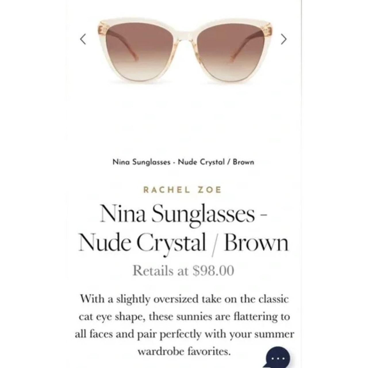 RZ by Rachel Zoe Nina Sunglasses Nude Crystal/ Brown...