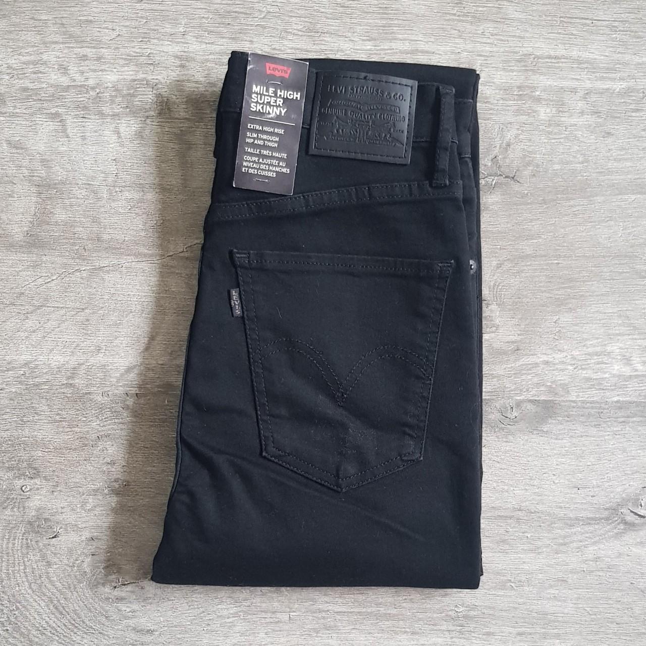 Levi's Mile High Super Skinny Black Jeans Size: W28... - Depop