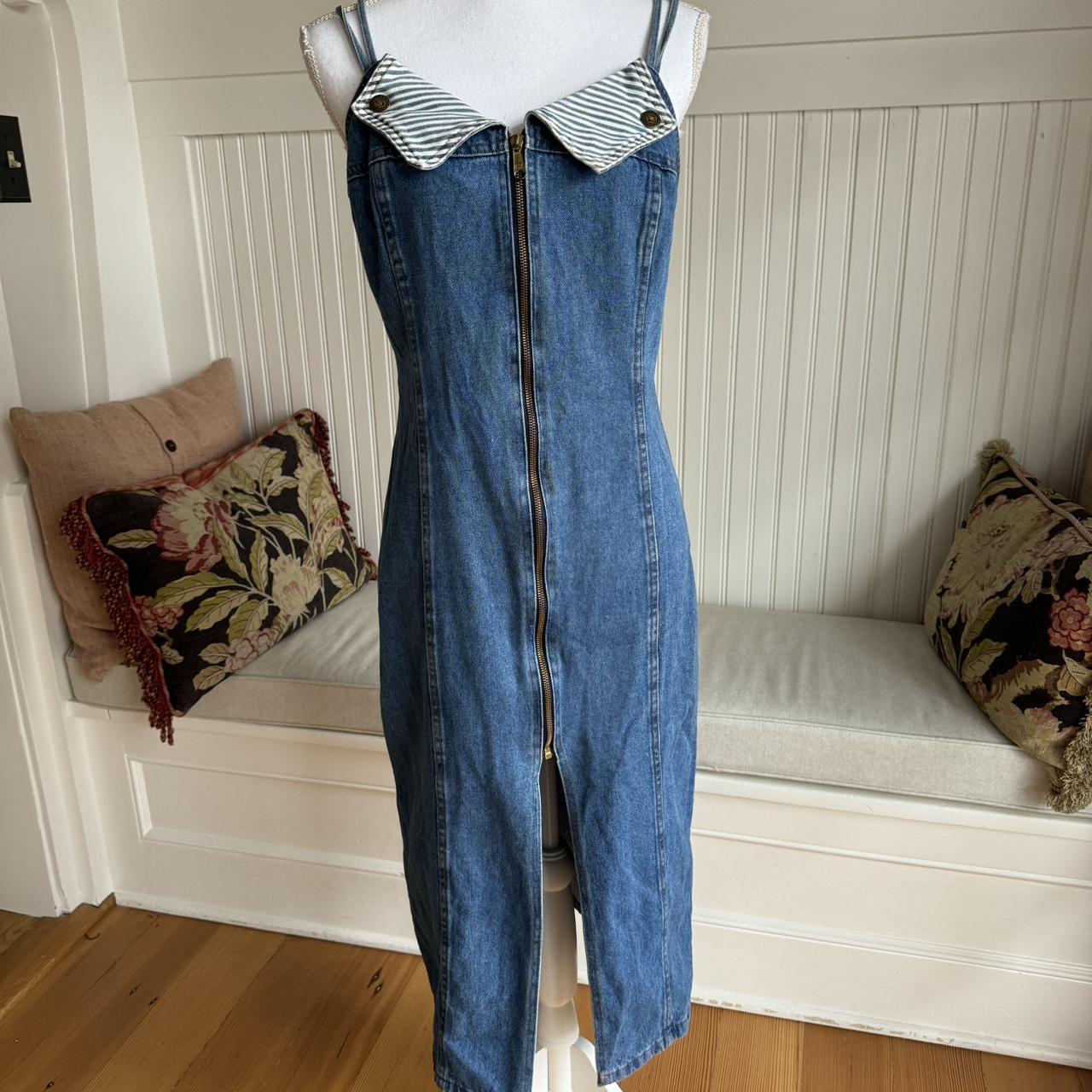 Gymboree Girls Denim Style Embroidered Sundress - Depop