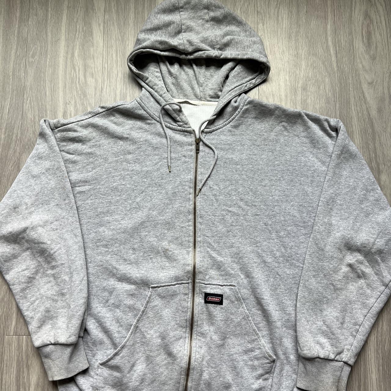 Vintage Dickies Gray Thermal Zip up Fair... - Depop