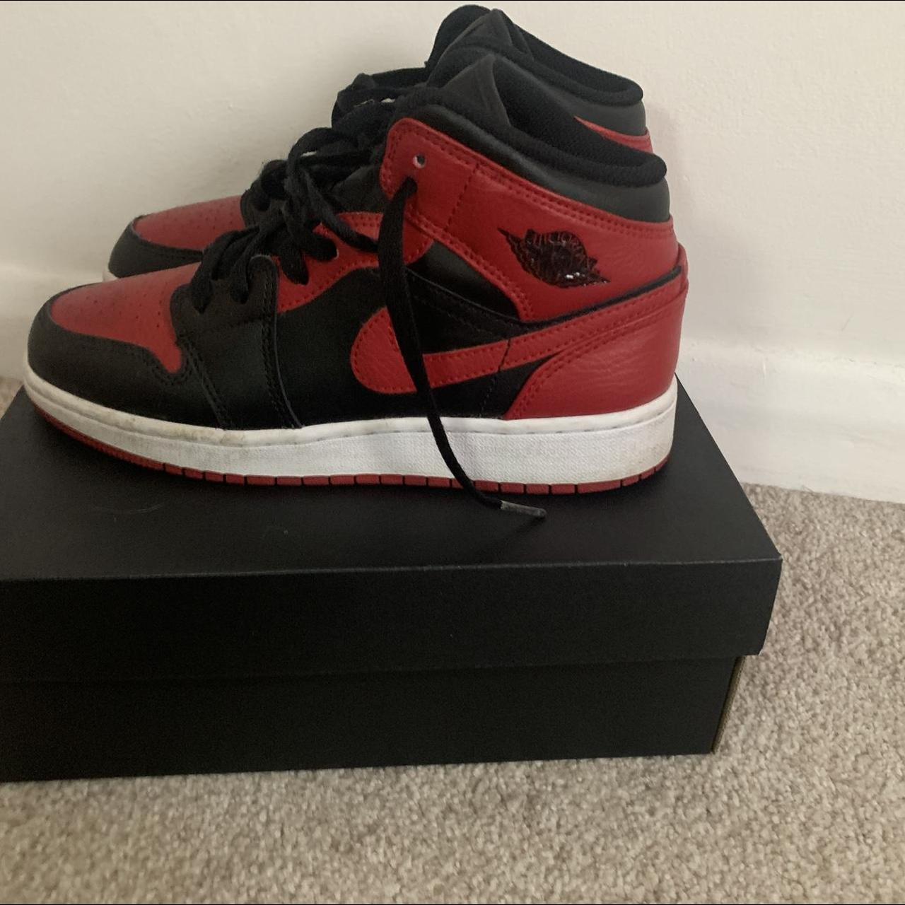 Jordan Women's Red and Black Trainers Depop
