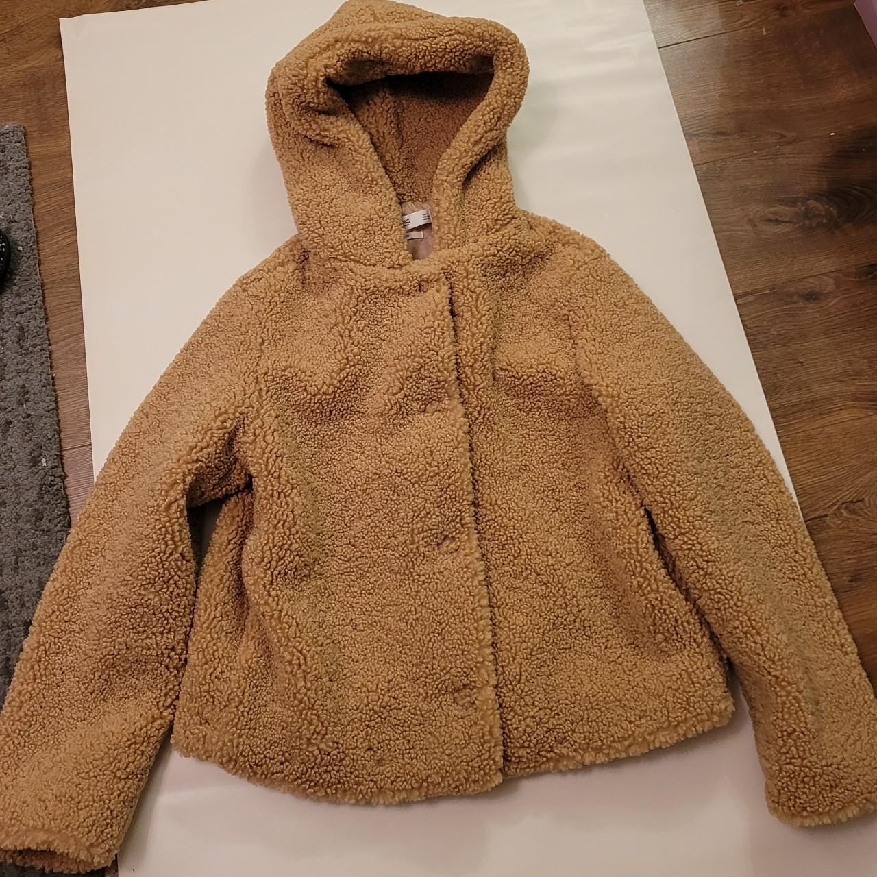 Mango teddy sherpa fluffy hoodie jacket In teddy