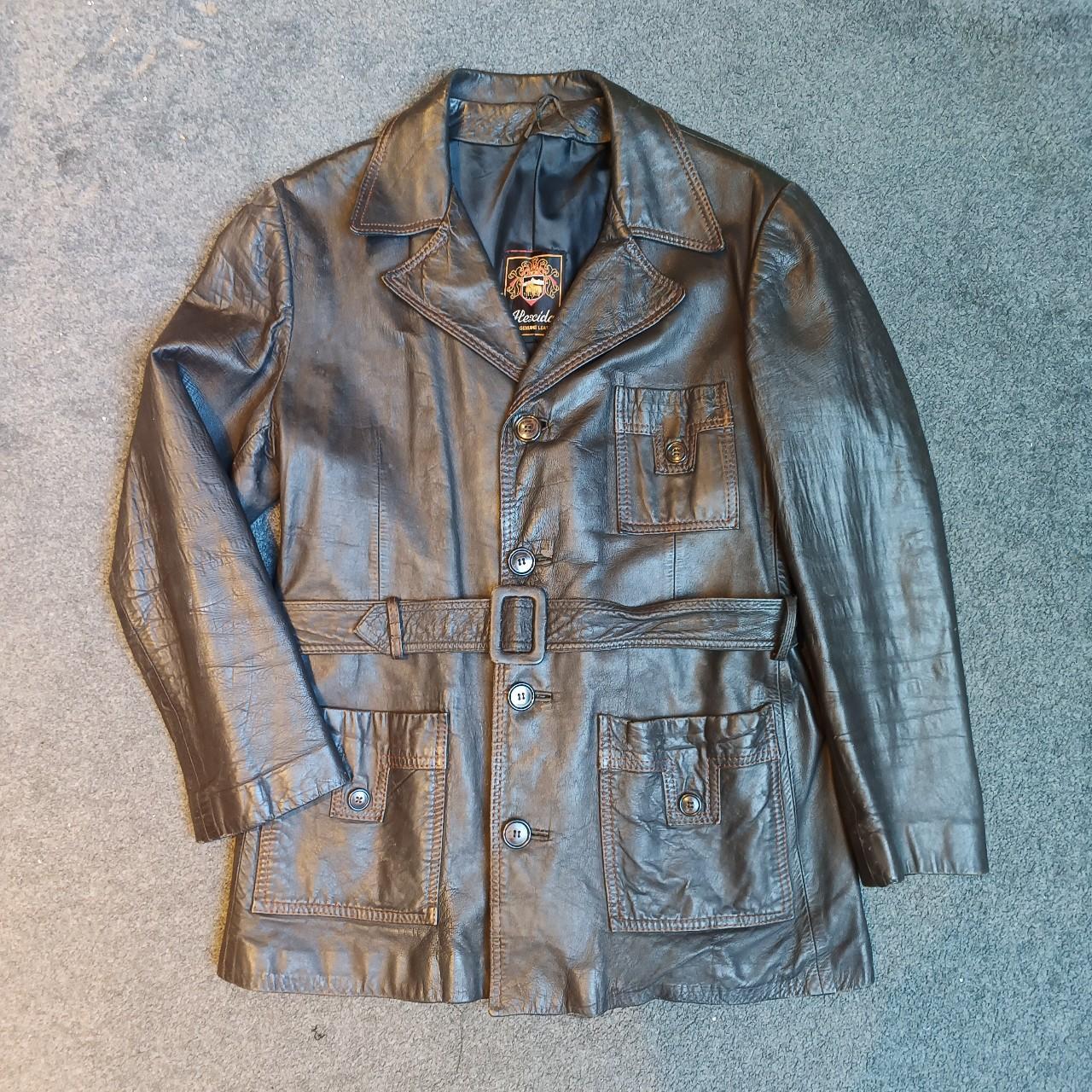 True 1970s Leather Jacket by Alexida (GENUINE... - Depop