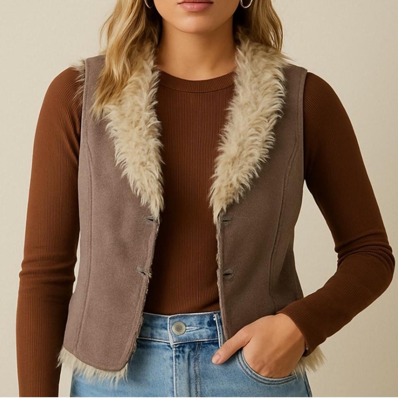 Source Unknown Women's Vest - Cream/Brown - L – L… - image 1