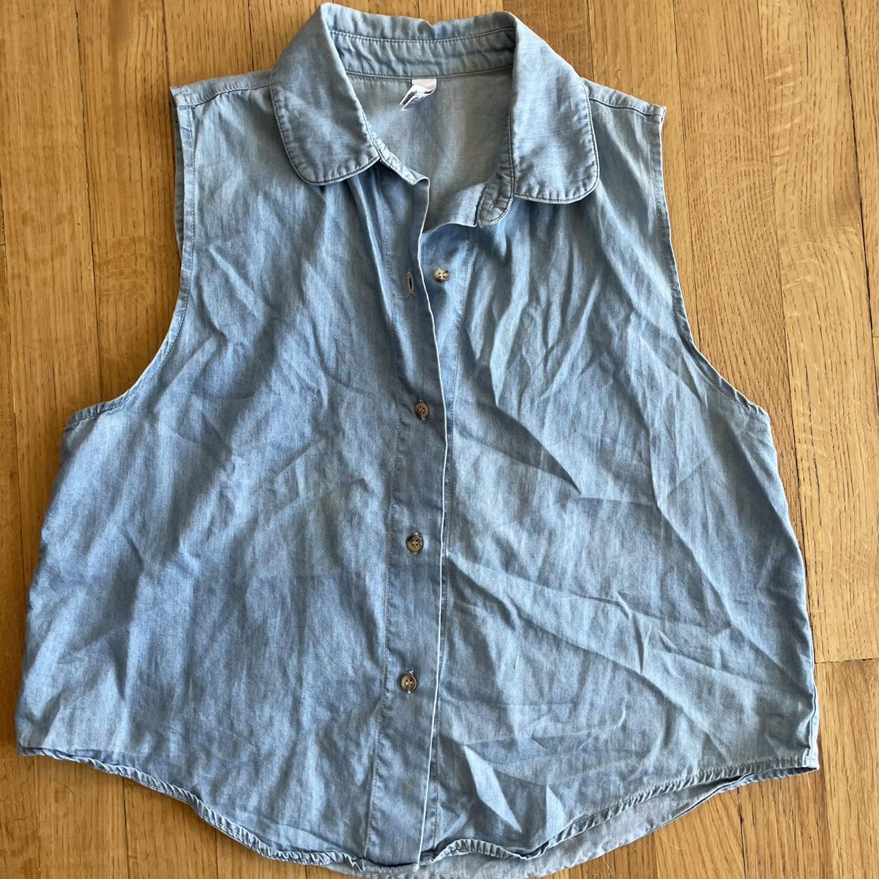 American Apparel Women's Shirt Blue XS – Blue denim sleeveless
