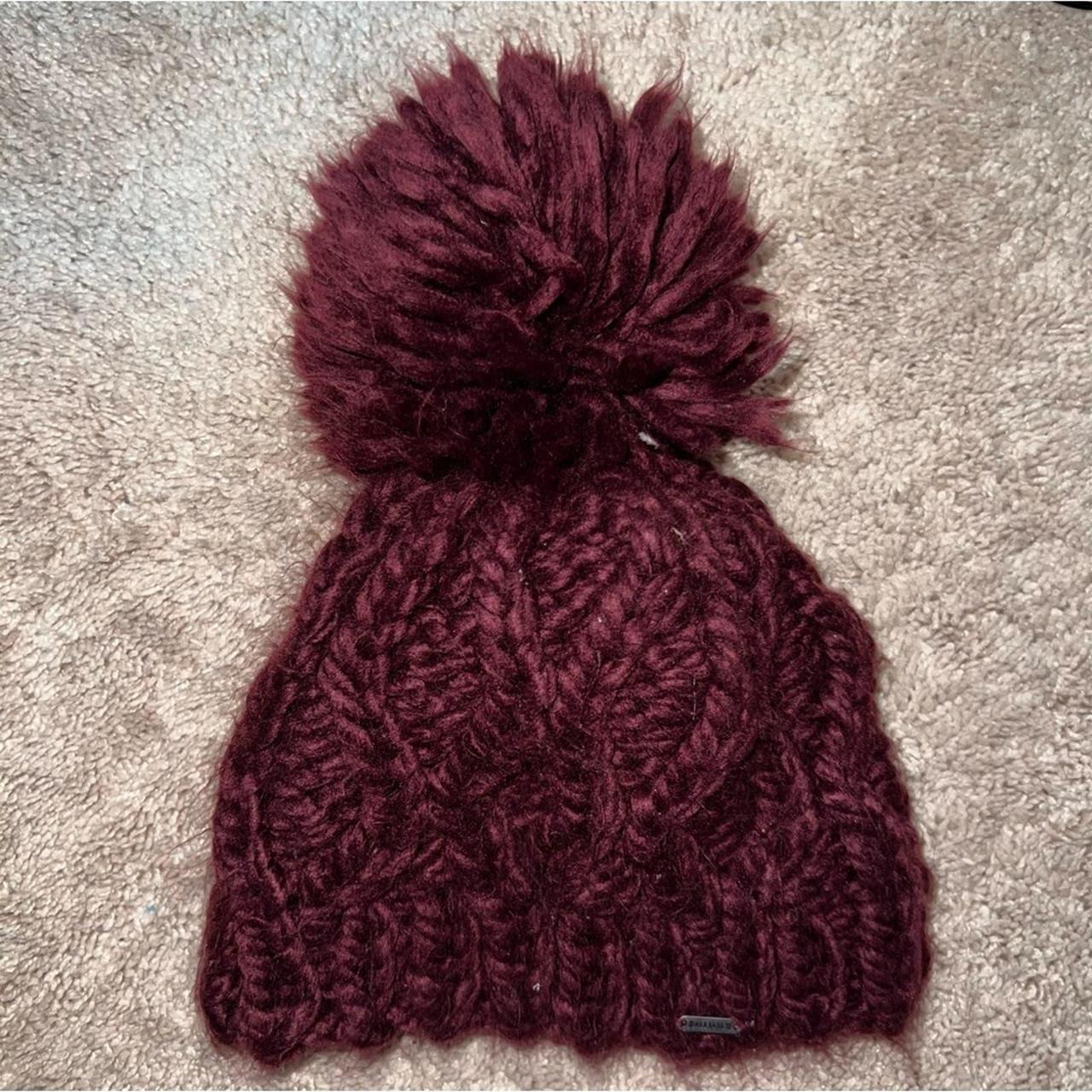 Hollister Maroon Cable Knit Pom Beanie Depop - Main Image