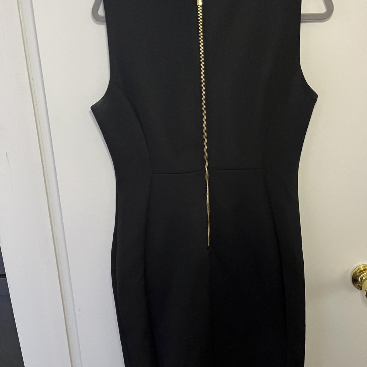 Calvin Klein black dress with gold zipper detail Depop