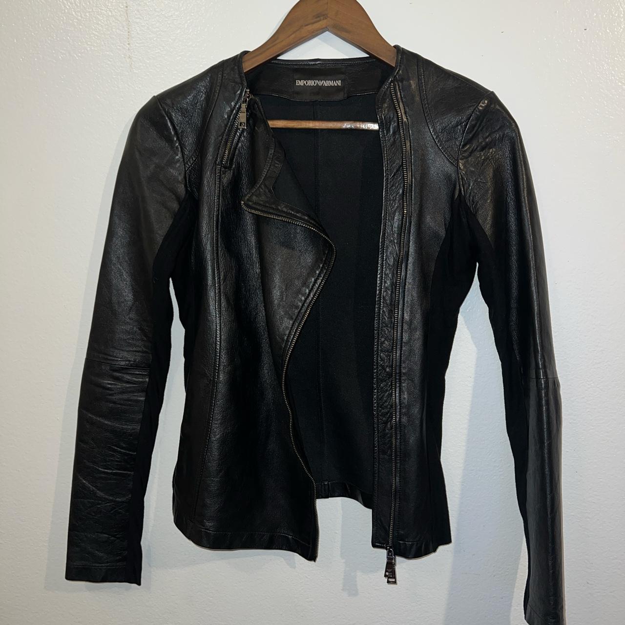 Emporio armani outlet women's leather jacket