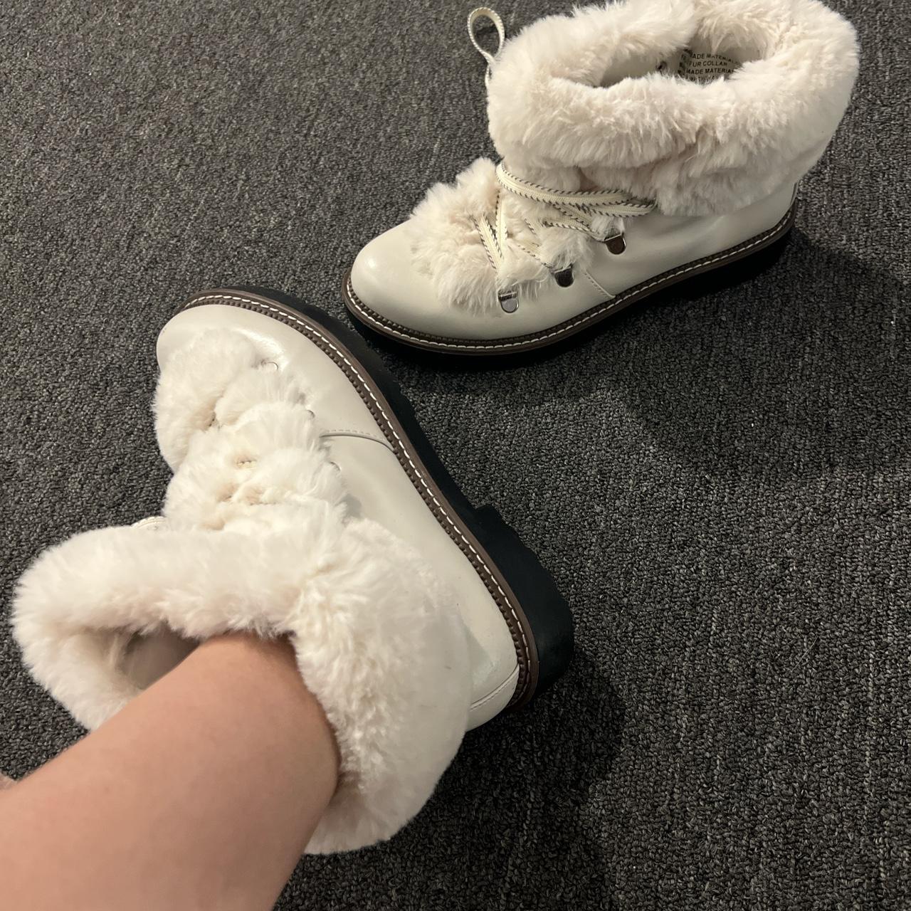 White discount furry shoes